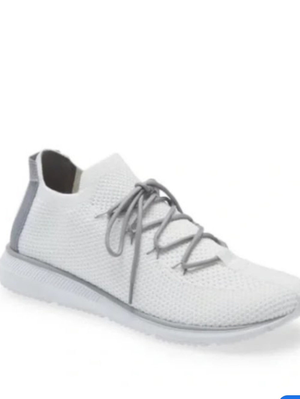 Eileen Fisher White and Gray Knit Lace-Up Sneaker